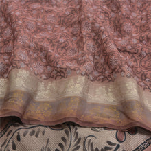 Load image into Gallery viewer, Sanskriti Vintage Sarees Dusty Pink Pure Crepe Silk Printed Sari Craft Fabric
