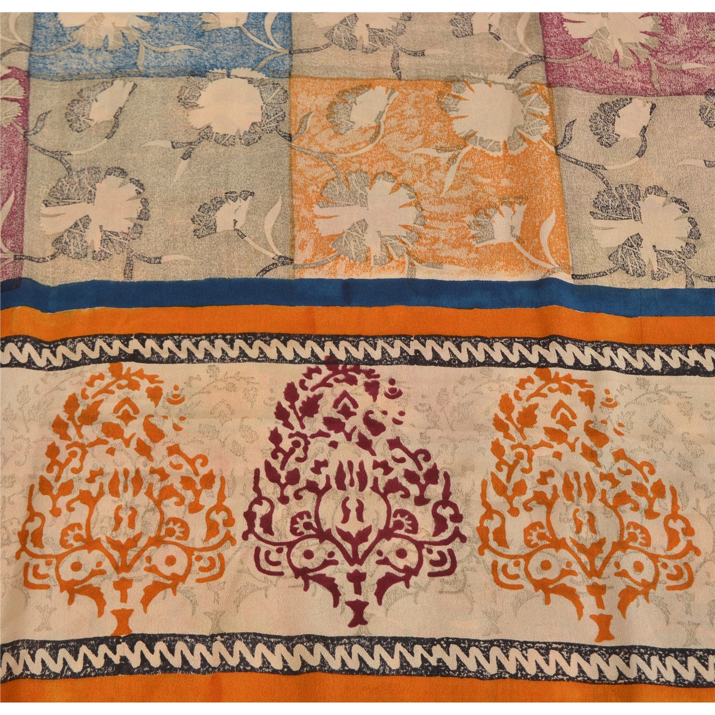 Sanskriti Vintage Sarees Indian Multi Pure Crepe Silk Printed Sari Craft Sustainable Fabric