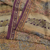Sanskriti Vintage Sarees Multi Hand Beaded Printed Pure Crepe Sari Craft Sustainable Fabric