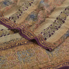 Sanskriti Vintage Sarees Multi Hand Beaded Printed Pure Crepe Sari Craft Sustainable Fabric