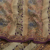 Sanskriti Vintage Sarees Multi Hand Beaded Printed Pure Crepe Sari Craft Sustainable Fabric