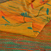 Sanskriti Vintage Sarees Indian Yellow Pure Crepe Silk Printed Sari Craft Sustainable Fabric