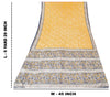 Sanskriti Vintage Sarees Yellow/Gray Pure Crepe Silk Printed Sari Craft Sustainable Fabric