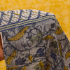Sanskriti Vintage Sarees Yellow/Gray Pure Crepe Silk Printed Sari Craft Sustainable Fabric