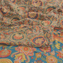Load image into Gallery viewer, Sanskriti Vintage Sarees Blue 100% Pure Crepe Silk Printed Sari 5yd Craft Fabric
