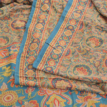 Load image into Gallery viewer, Sanskriti Vintage Sarees Blue 100% Pure Crepe Silk Printed Sari 5yd Craft Fabric
