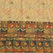 Load image into Gallery viewer, Sanskriti Vintage Sarees Cream 100% Pure Crepe Silk Print Sari 5yd Craft Fabric
