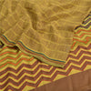 Sanskriti Vintage Sarees Heena-Green Pure Crepe Silk Print Sari 5yd Craft Sustainable Fabric