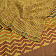 Load image into Gallery viewer, Sanskriti Vintage Sarees Heena-Green Pure Crepe Silk Print Sari 5yd Craft Fabric

