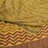 Sanskriti Vintage Sarees Heena-Green Pure Crepe Silk Print Sari 5yd Craft Sustainable Fabric