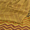 Sanskriti Vintage Sarees Heena-Green Pure Crepe Silk Print Sari 5yd Craft Sustainable Fabric