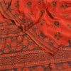 Sanskriti Vintage Sarees Indian Orange Hand Beaded Pure Crepe Sari Craft Sustainable Fabric