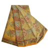Sanskriti Vintage Sarees Multi Hand Beaded Printed Pure Crepe Sari Craft Sustainable Fabric