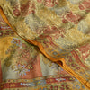 Sanskriti Vintage Sarees Multi Hand Beaded Printed Pure Crepe Sari Craft Sustainable Fabric