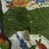 Сари Sanskriti Vintage Sarees Green/Ivory, расшитые вручную бисером, из чистого крепа, устойчивая ткань