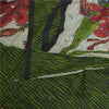 Сари Sanskriti Vintage Sarees Green/Ivory, расшитые вручную бисером, из чистого крепа, устойчивая ткань