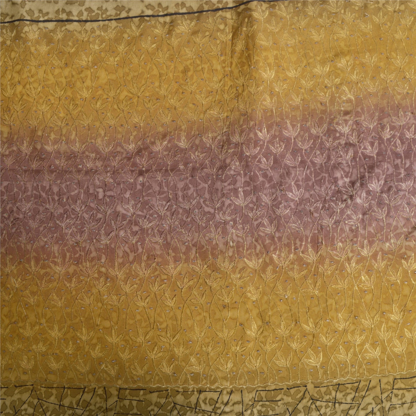 Sanskriti Vintage Sarees Brown Pure Crepe Silk Printed Sari Floral Craft Sustainable Fabric