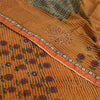 Sanskriti Vintage Sarees Orange/Green Hand Beaded Print Pure Crepe Sari Sustainable Fabric