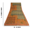 Sanskriti Vintage Sarees Orange/Green Hand Beaded Print Pure Crepe Sari Sustainable Fabric