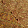 Sanskriti Vintage Sarees Saffron Pure Crepe Silk Paisley Print Sari Craft Sustainable Fabric