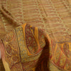 Sanskriti Vintage Sarees Saffron Pure Crepe Silk Paisley Print Sari Craft Sustainable Fabric