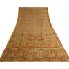 Sanskriti Vintage Sarees Saffron Pure Crepe Silk Paisley Print Sari Craft Sustainable Fabric