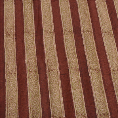 Sanskriti Vintage Sarees Orange/Green Kalamkari Printed Pure Crepe Sari Sustainable Fabric