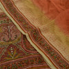 Sanskriti Vintage Sarees Indian Orange Pure Crepe Silk Printed Sari Craft Sustainable Fabric