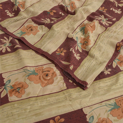Sanskriti Vintage Sarees Multi 100% Pure Crepe Silk Printed Sari Craft Sustainable Fabric
