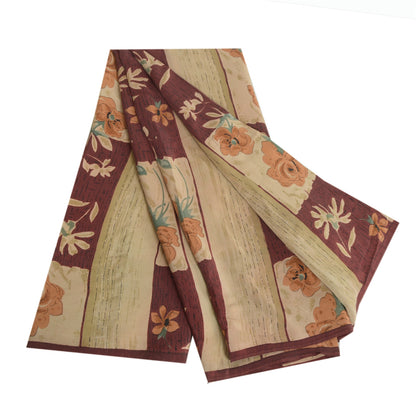 Sanskriti Vintage Sarees Multi 100% Pure Crepe Silk Printed Sari Craft Sustainable Fabric