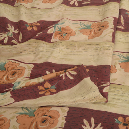 Sanskriti Vintage Sarees Multi 100% Pure Crepe Silk Printed Sari Craft Sustainable Fabric