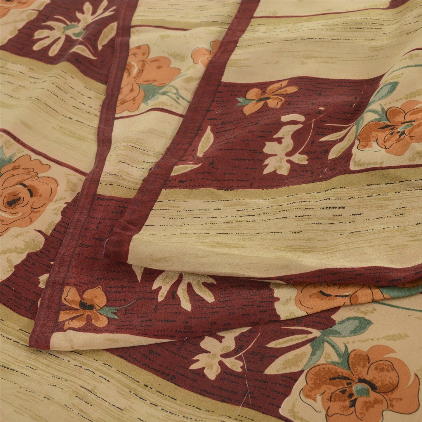 Sanskriti Vintage Sarees Multi 100% Pure Crepe Silk Printed Sari Craft Sustainable Fabric