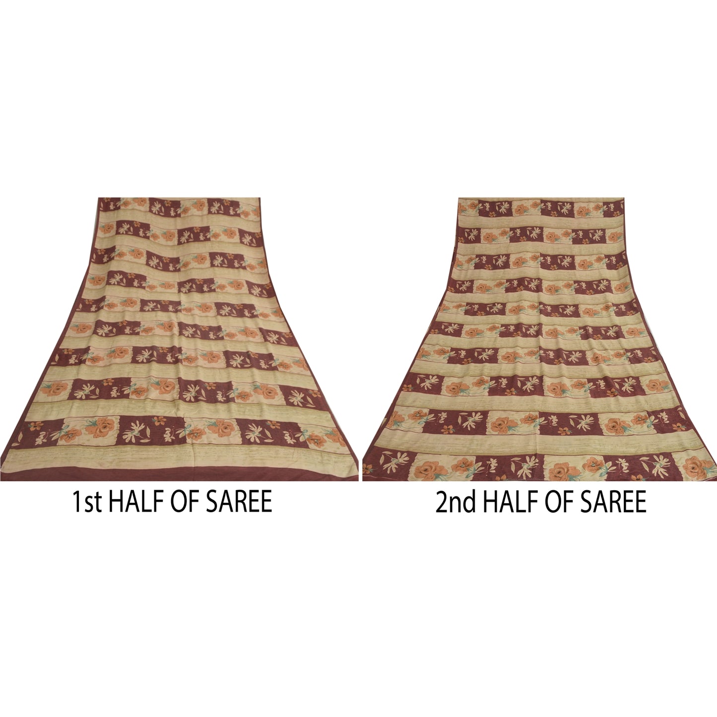 Sanskriti Vintage Sarees Multi 100% Pure Crepe Silk Printed Sari Craft Sustainable Fabric