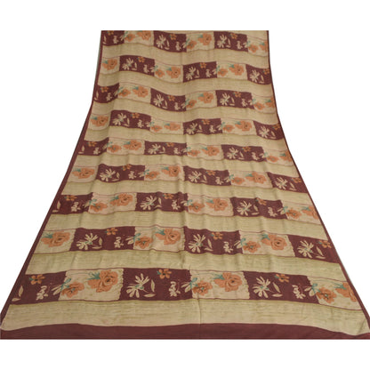 Sanskriti Vintage Sarees Multi 100% Pure Crepe Silk Printed Sari Craft Sustainable Fabric