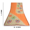 Sanskriti Vintage Sarees Orange 100% Pure Crepe Silk Printed Sari Craft Sustainable Fabric