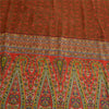 Sanskriti Vintage Sarees Orange 100% Pure Crepe Silk Printed Sari Craft Sustainable Fabric