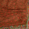 Sanskriti Vintage Sarees Orange 100% Pure Crepe Silk Printed Sari Craft Sustainable Fabric
