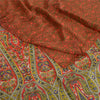 Sanskriti Vintage Sarees Orange 100% Pure Crepe Silk Printed Sari Craft Sustainable Fabric