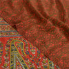 Sanskriti Vintage Sarees Orange 100% Pure Crepe Silk Printed Sari Craft Sustainable Fabric