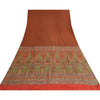 Sanskriti Vintage Sarees Orange 100% Pure Crepe Silk Printed Sari Craft Sustainable Fabric
