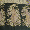 Sanskriti Vintage Sarees Ivory/Black Printed Pure Crepe Silk Sari Craft Sustainable Fabric