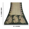 Sanskriti Vintage Sarees Ivory/Black Printed Pure Crepe Silk Sari Craft Sustainable Fabric
