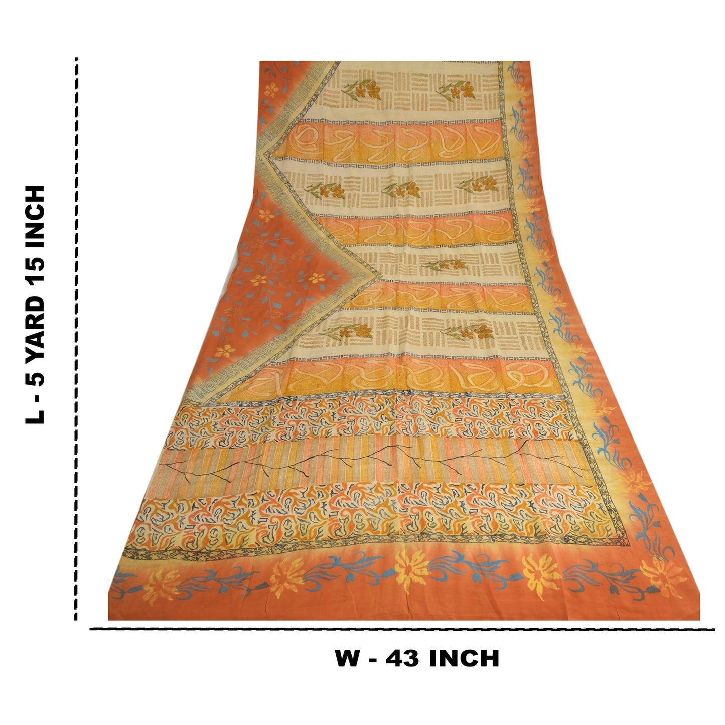 Sanskriti Vintage Sarees Indian Multi Pure Crepe Silk Printed Sari Craft Sustainable Fabric