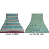 Sanskriti Vintage Sarees Indian Blue Pure Crepe Silk Printed Sari Craft Sustainable Fabric