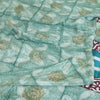 Sanskriti Vintage Sarees Indian Blue Pure Crepe Silk Printed Sari Craft Sustainable Fabric