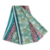 Sanskriti Vintage Sarees Indian Blue Pure Crepe Silk Printed Sari Craft Sustainable Fabric