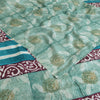 Sanskriti Vintage Sarees Indian Blue Pure Crepe Silk Printed Sari Craft Sustainable Fabric