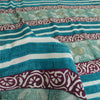 Sanskriti Vintage Sarees Indian Blue Pure Crepe Silk Printed Sari Craft Sustainable Fabric