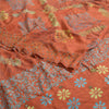 Sanskriti Vintage Sarees Orange 100% Ren Crepe Silke Trykt Sari Håndværk Bæredygtigt Stoff