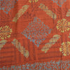 Sanskriti Vintage Sarees Orange 100% Ren Crepe Silke Trykt Sari Håndværk Bæredygtigt Stoff